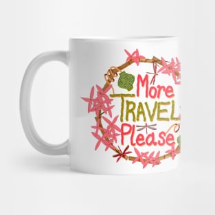 More travel, please quote with bamboo, jungle geranium, lanterns and red damselflies - pink and green Mug